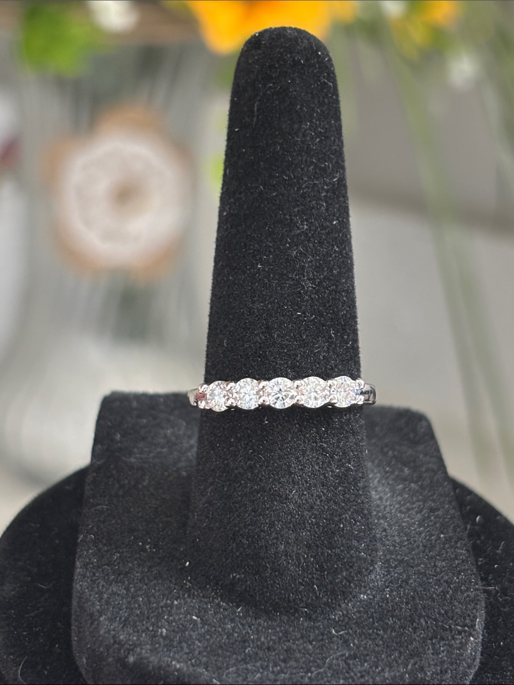 Classic White Moissanite Style Eternity Band Ring Size 6
